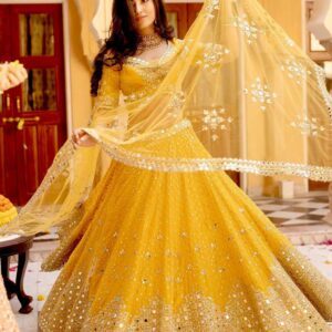 Yellow Georgette Lehenga