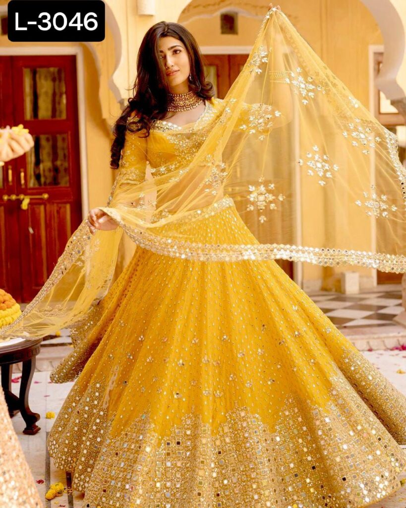 Yellow Georgette Lehenga