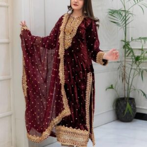 Party Wear Viscose Velvet Designer Suit